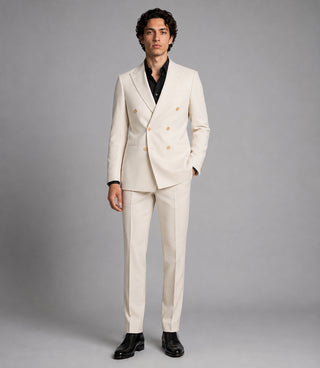 Men's Cream Double Breasted 2 Piece Suit - Suit Heritage