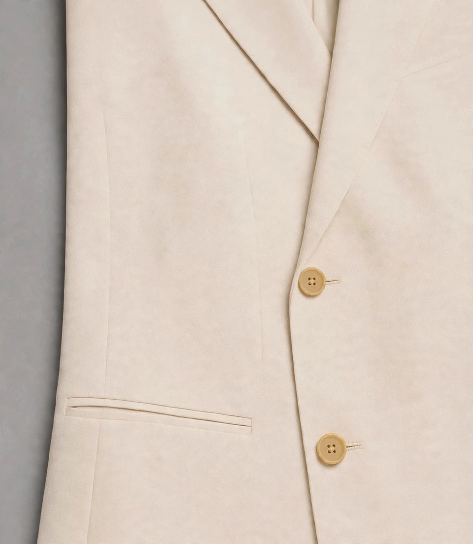 Men's Cream Double Breasted 2 Piece Suit Fabric  -  Suit Heritage