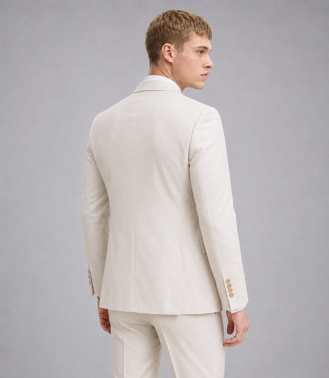 Men's Cream Double Breasted Wedding 3 Piece Suit  Back -  Suit Heritage