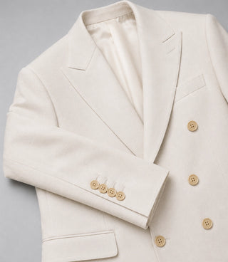 Men's Cream Double Breasted Wedding 3 Piece Suit Fabric -  Suit Heritage