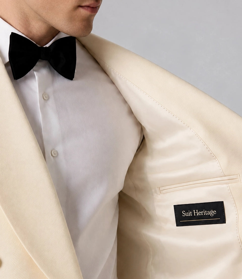 Men's Cream Groomsmen Wedding Suit Inner  -  Suit Heritage
