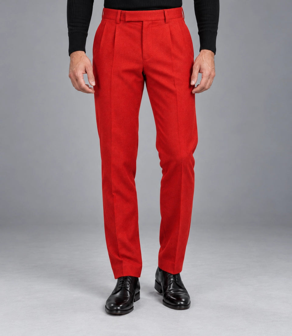 Men's Crimson Double Breasted Cropped Suit Pant -  Suit Heritage