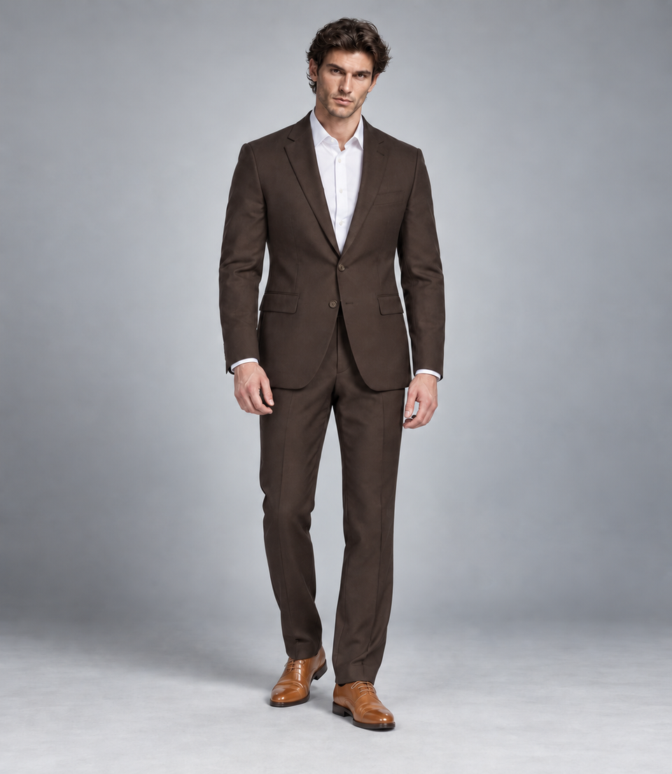 Men's Dark Brown Cotton Suit -  Suit Heritage