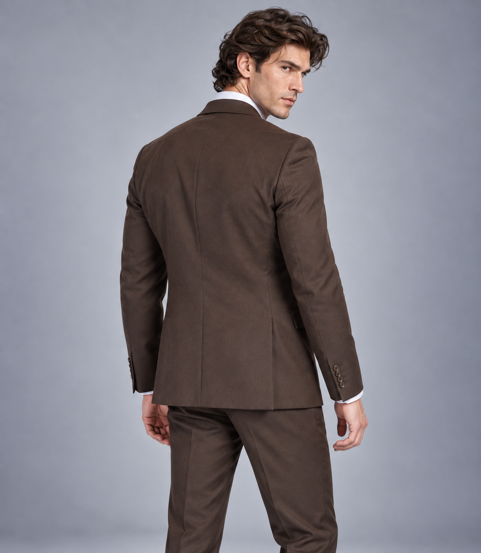 Men's Dark Brown Cotton Suit Back  -  Suit Heritage