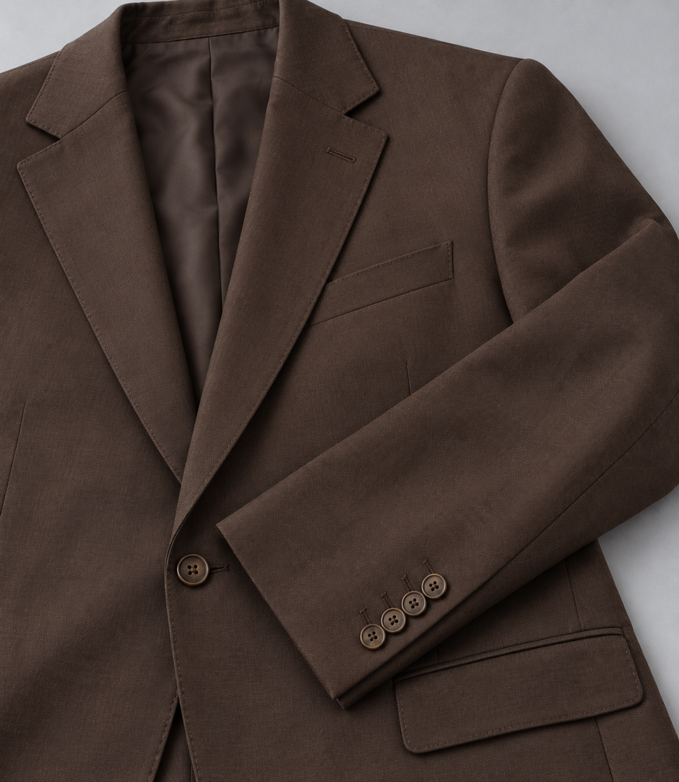 Men's Dark Brown Cotton Suit Fabric  -  Suit Heritage