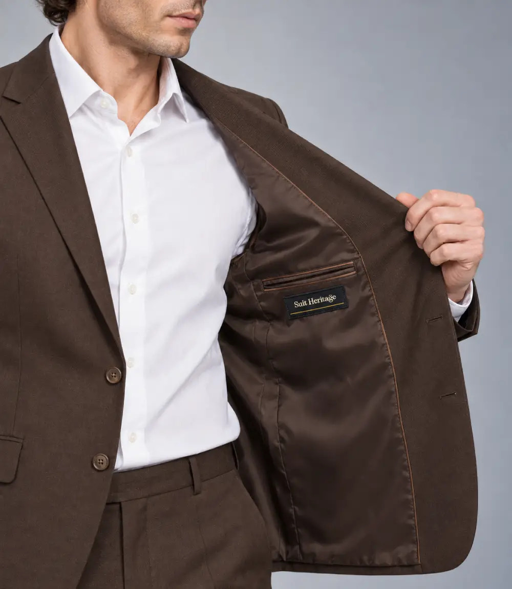 Men's Dark Brown Cotton Suit Inner  -  Suit Heritage
