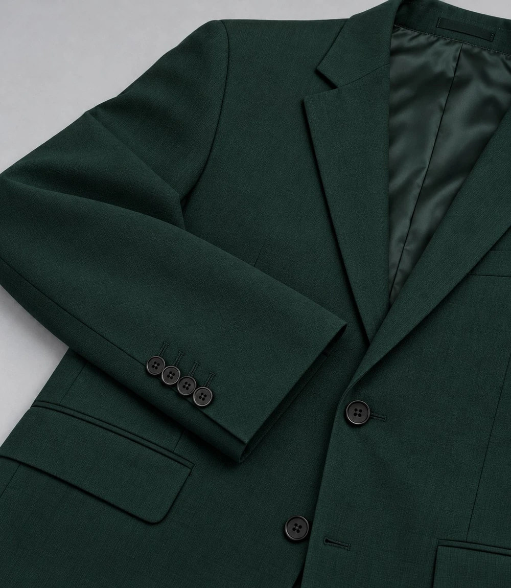Men's Dark Green Single Breated Suit Fabric  -  Suit Heritage