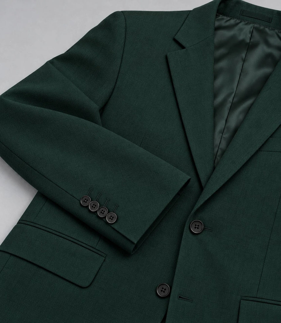 Men's Dark Green Single Breated Suit Fabric  -  Suit Heritage