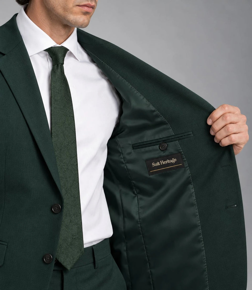 Men's Dark Green Single Breated Suit Inner  -  Suit Heritage