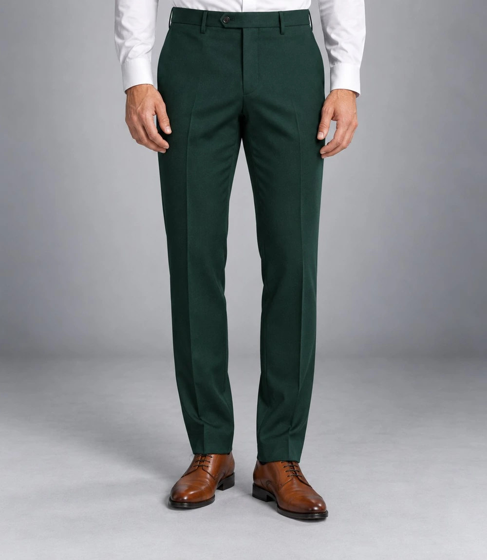 Men's Dark Green Single Breated Suit Pant  -  Suit Heritage