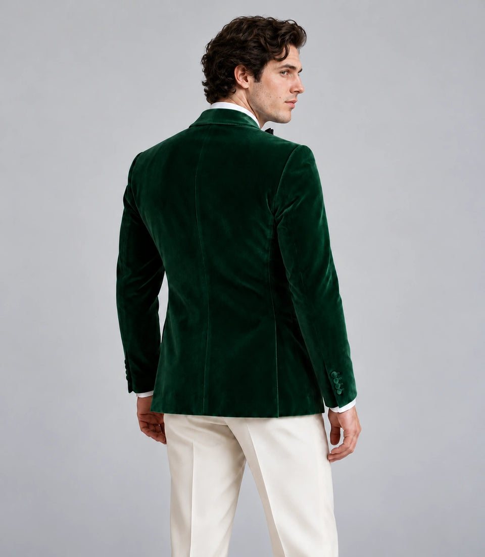 Men's Dark Green Velvet Tuxedo Back  -  Suit Heritage