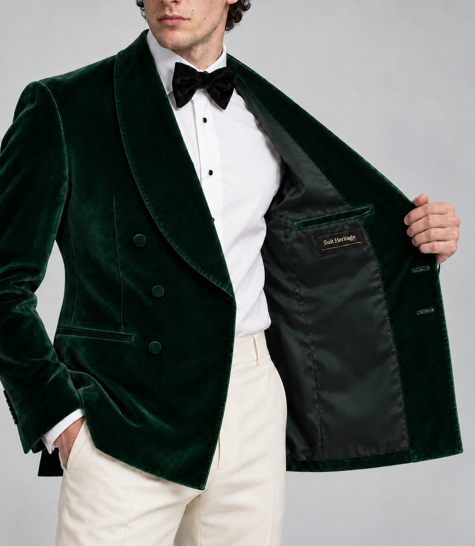 Men's Dark Green Velvet Tuxedo Inner  -  Suit Heritage