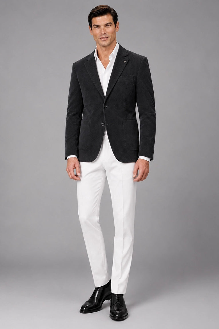 Men's Dark Grey Corduroy 2 Piece Suit - Suit Heritage