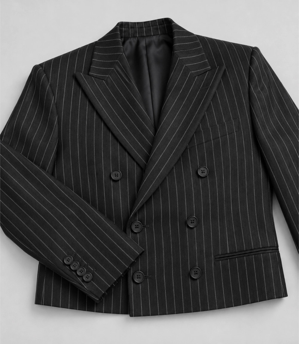 Men's Double Breasted Pinstripe Cropped Suit Fabric -  Suit Heritage
