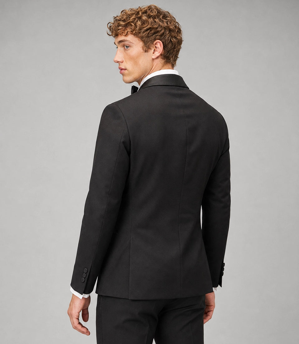 Men's  Double Breasted black Groomsmen Tuxedo Back  -  Suit Heritage