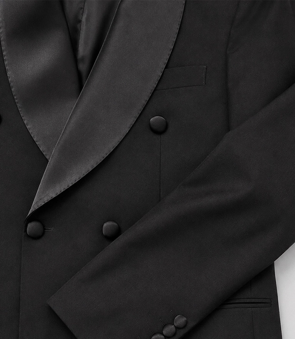 Men's  Double Breasted black Groomsmen Tuxedo Fabric  -  Suit Heritage
