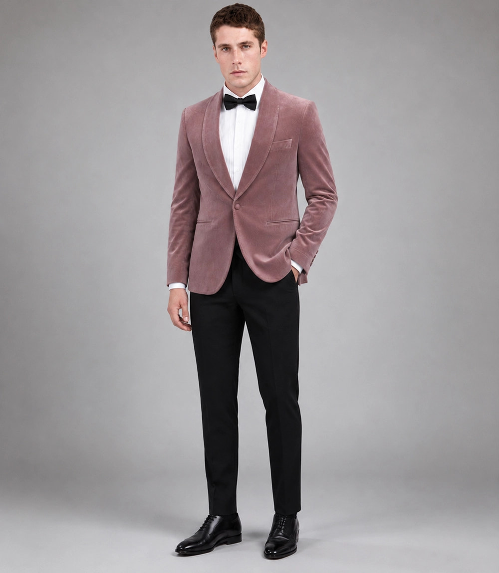 Men's Dusty Pink Velvet Tuxedo -  Suit Heritage