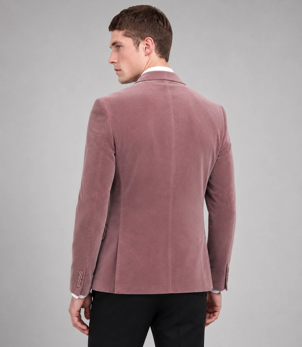 Men's Dusty Pink Velvet Tuxedo Back  -  Suit Heritage