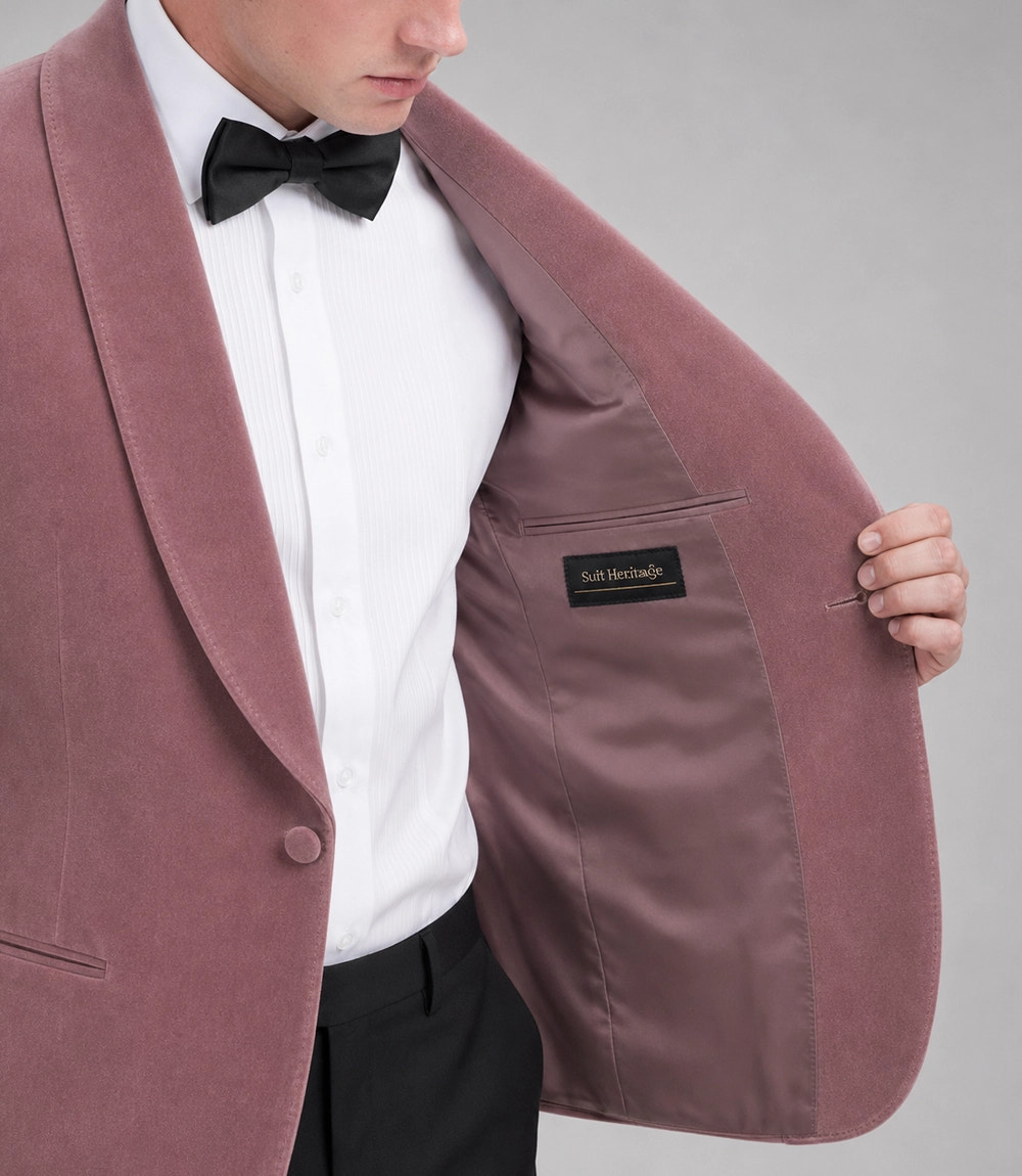Men's Dusty Pink Velvet Tuxedo Inner  -  Suit Heritage