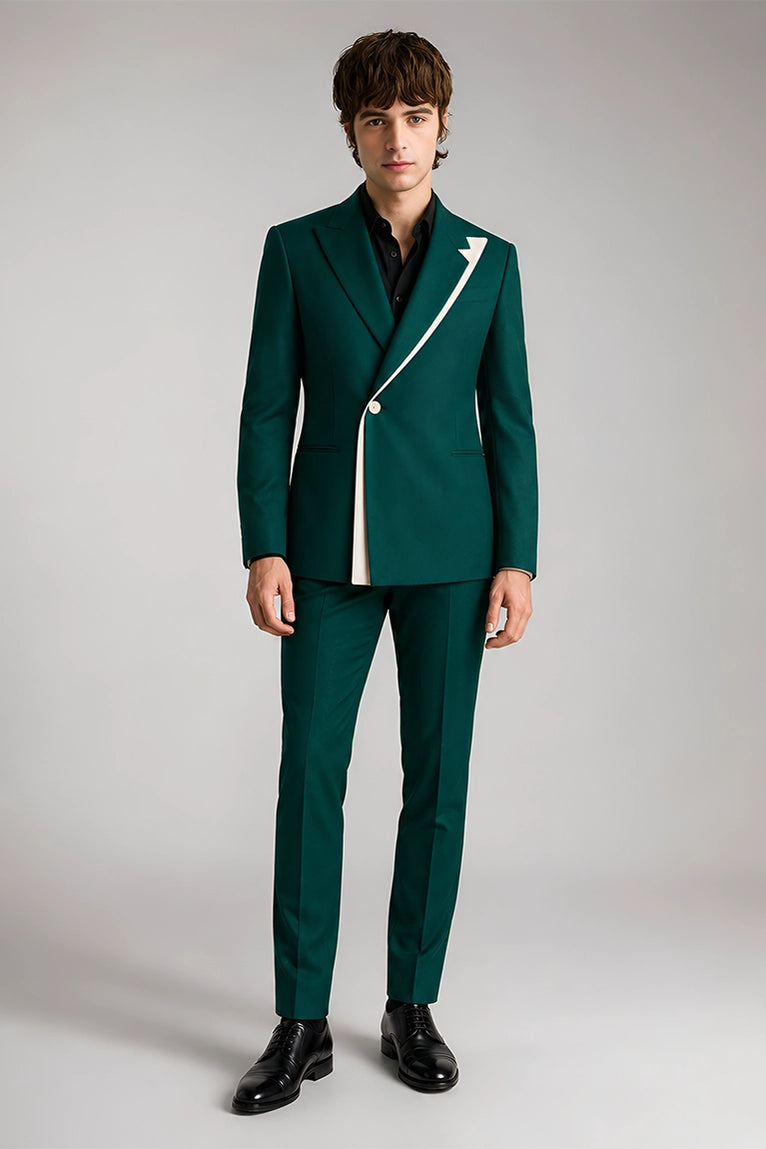 Men's Emerald Green Asymmetrical Suit - Suit Heritage