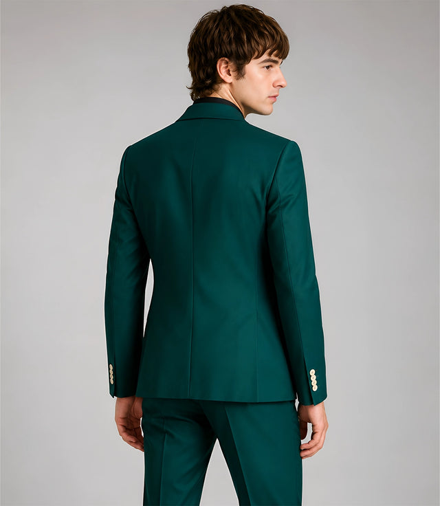 Men's Emerald Green Asymmetrical Suit Back