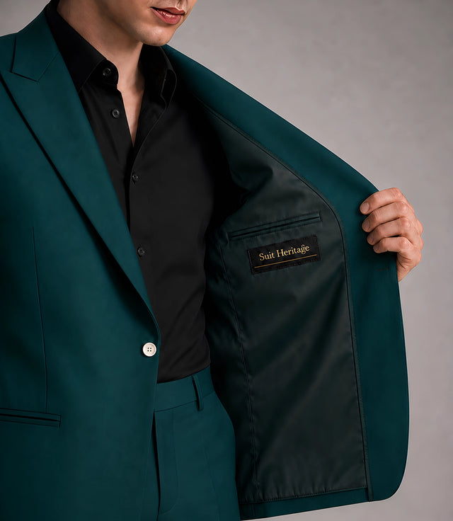 Men's Emerald Green Asymmetrical Suit Inner - Suit Heritage