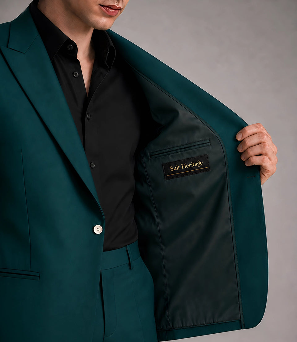 Men's Emerald Green Asymmetrical Suit Inner - Suit Heritage