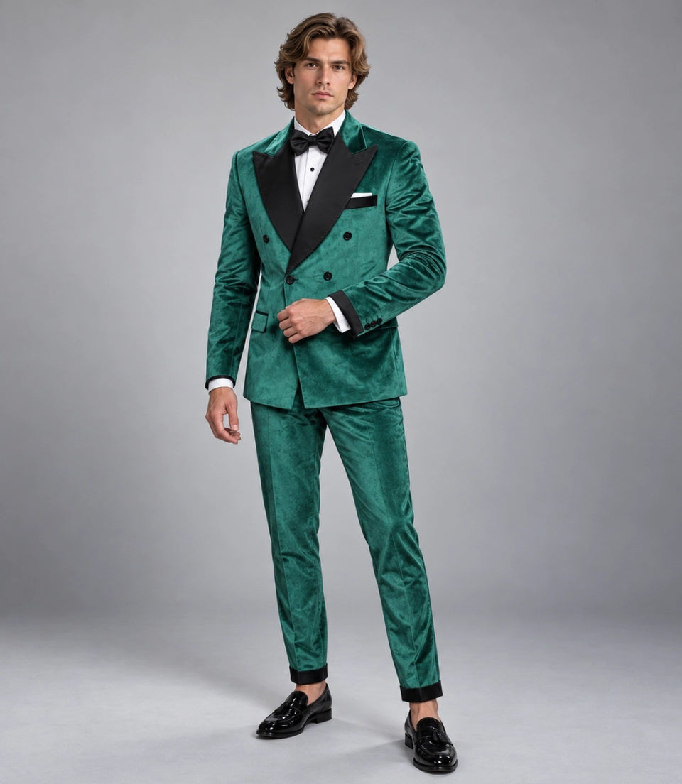 Men's Emerald Green Double Breasted Tuxedo -  Suit Heritage