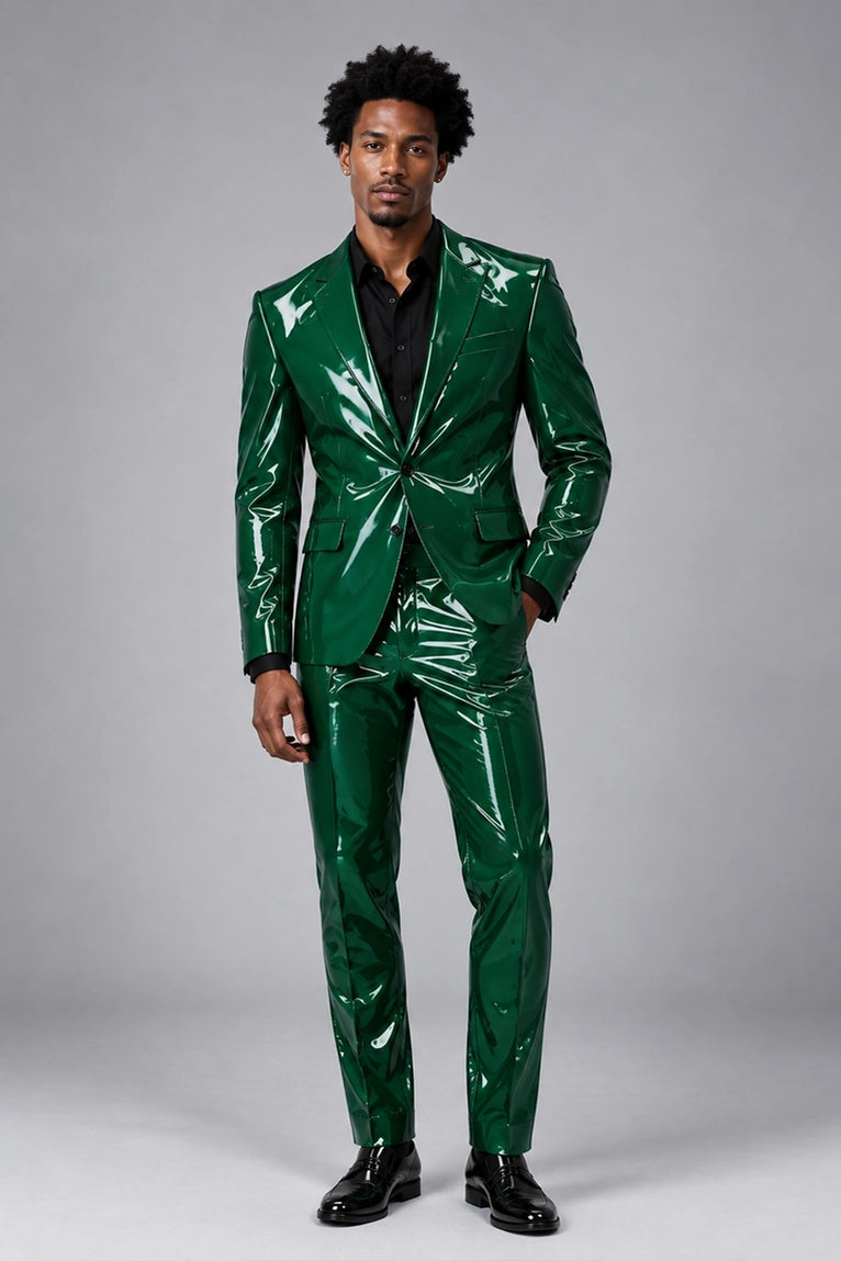 Men's Emerald Green PU Leather Suit - Suit Heritage