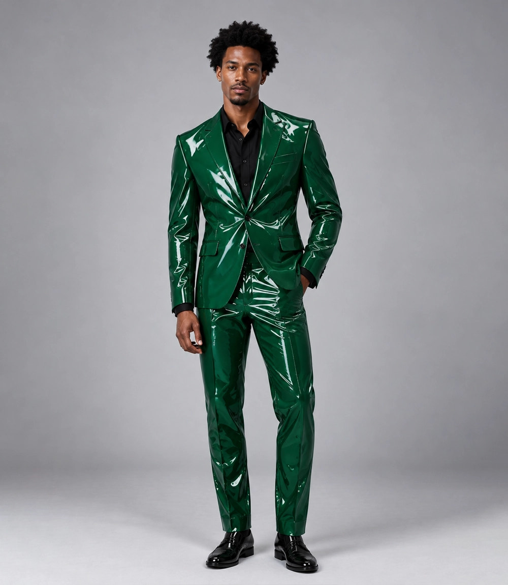 Men's Emerald Green PU Leather Suit - Suit Heritage