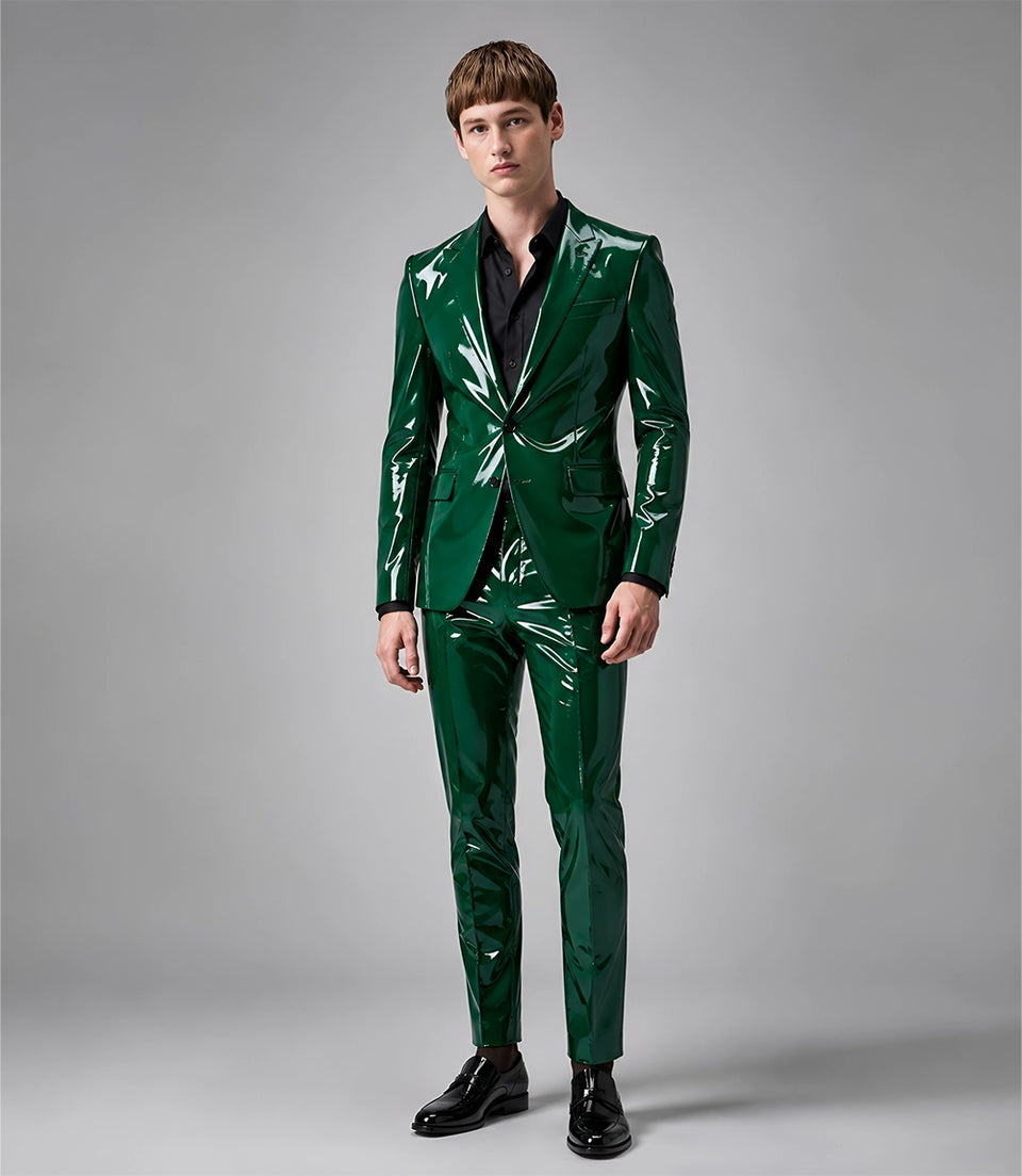 Men's Emerald Green PU Leather Suit - Suit Heritage