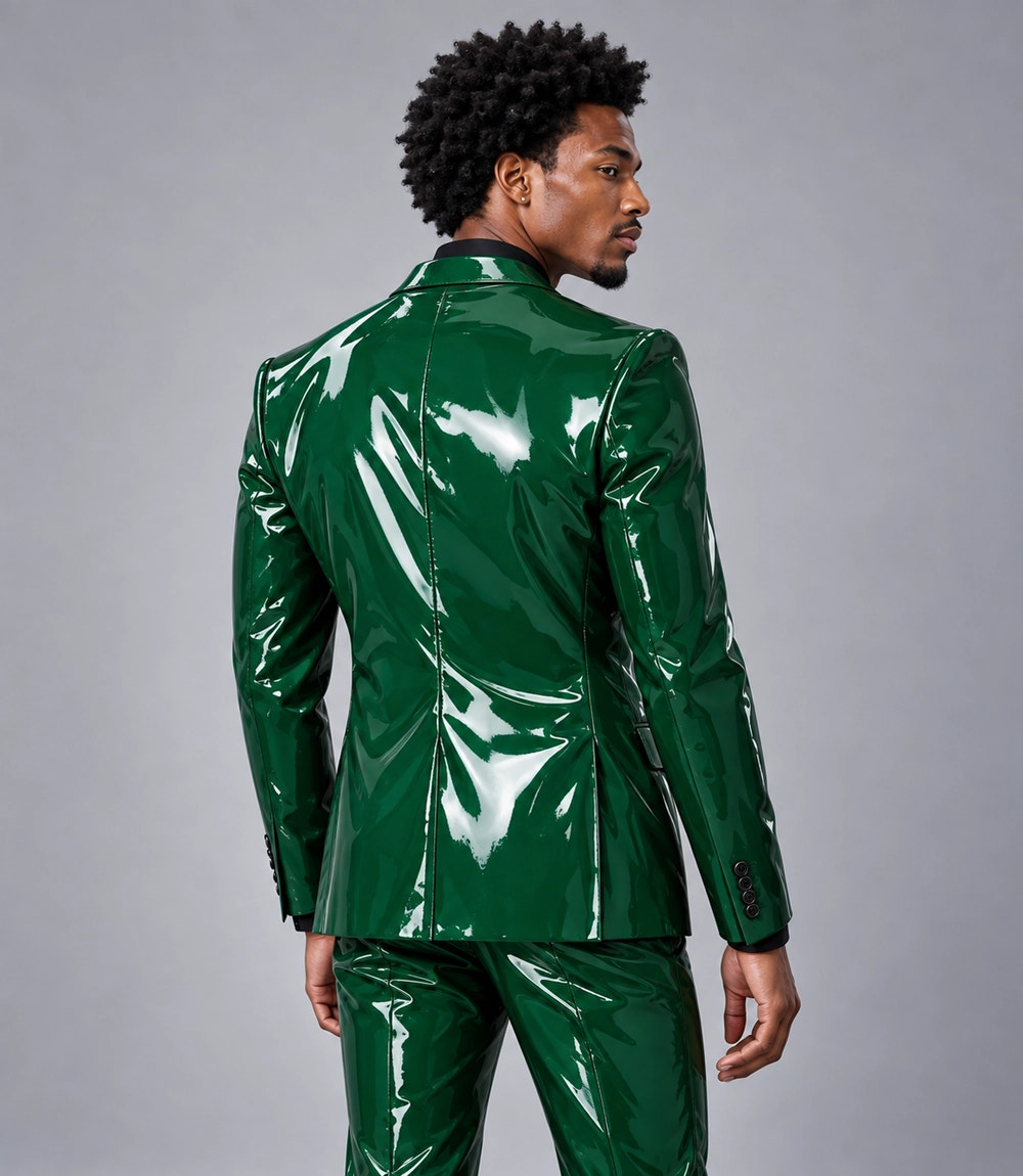 Men's Emerald Green PU Leather Suit Back - Suit Heritage