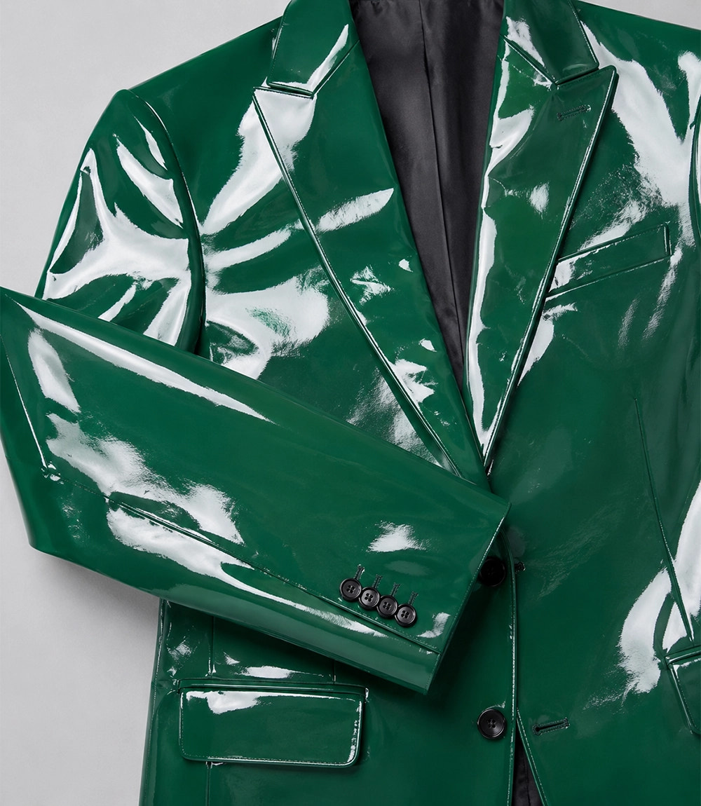 Men's Emerald Green PU Leather Suit Blazer - Suit Heritage