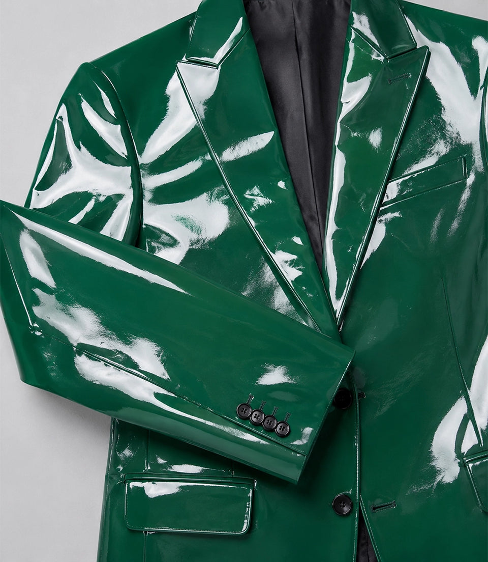 Men's Emerald Green PU Leather Suit Blazer - Suit Heritage