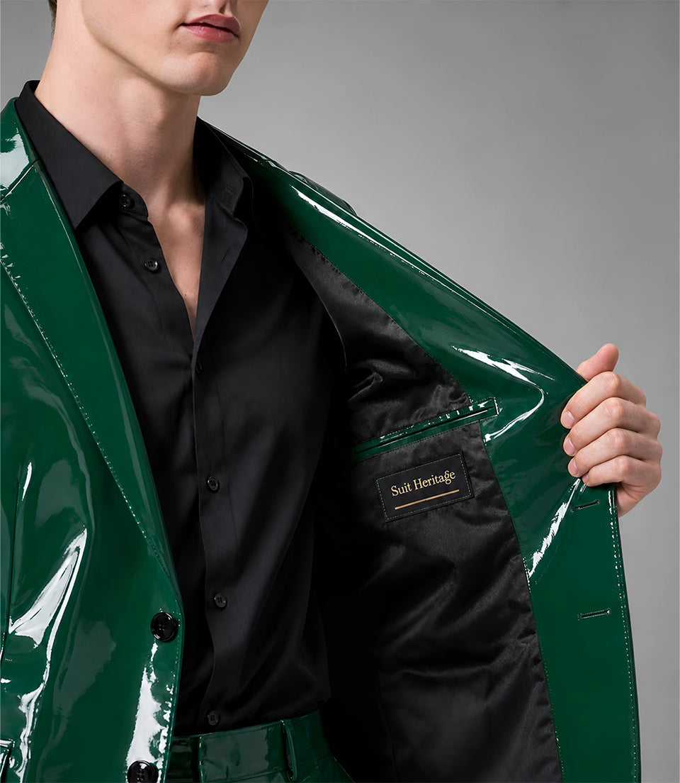 Men's Emerald Green PU Leather Suit Inner - Suit Heritage