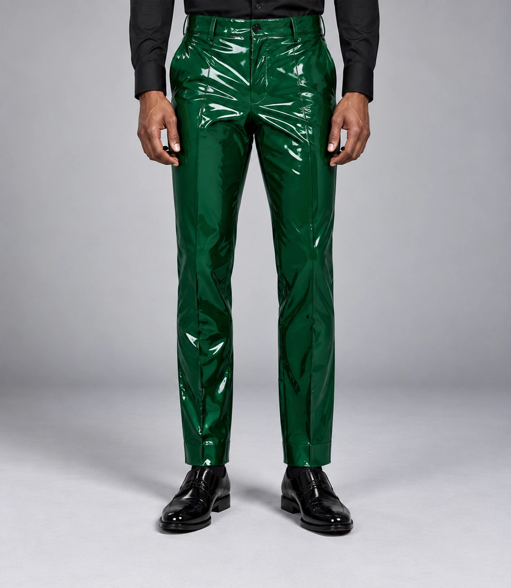 Men's Emerald Green PU Leather Suit Pant - Suit Heritage