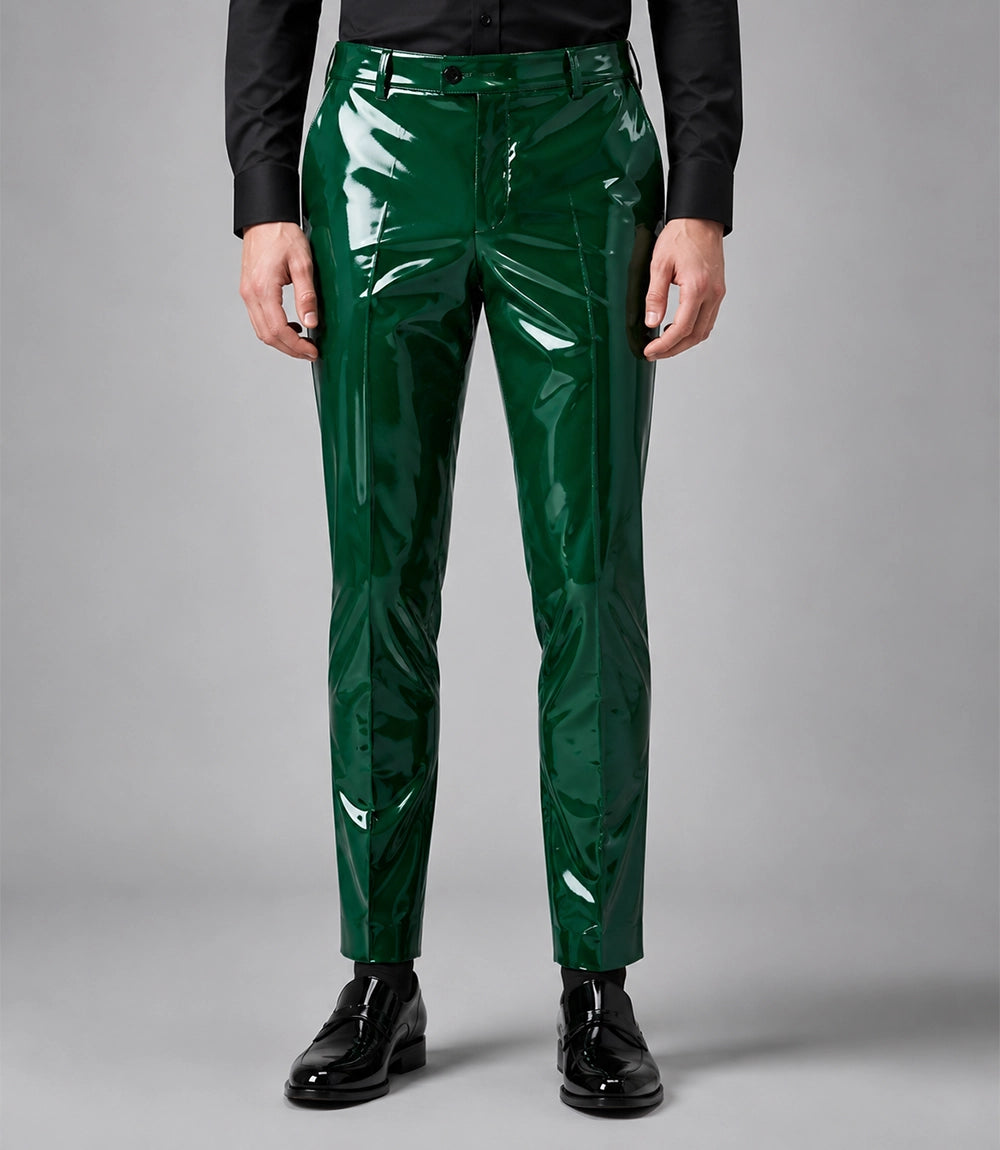 Men's Emerald Green PU Leather Suit Pant- Suit Heritage
