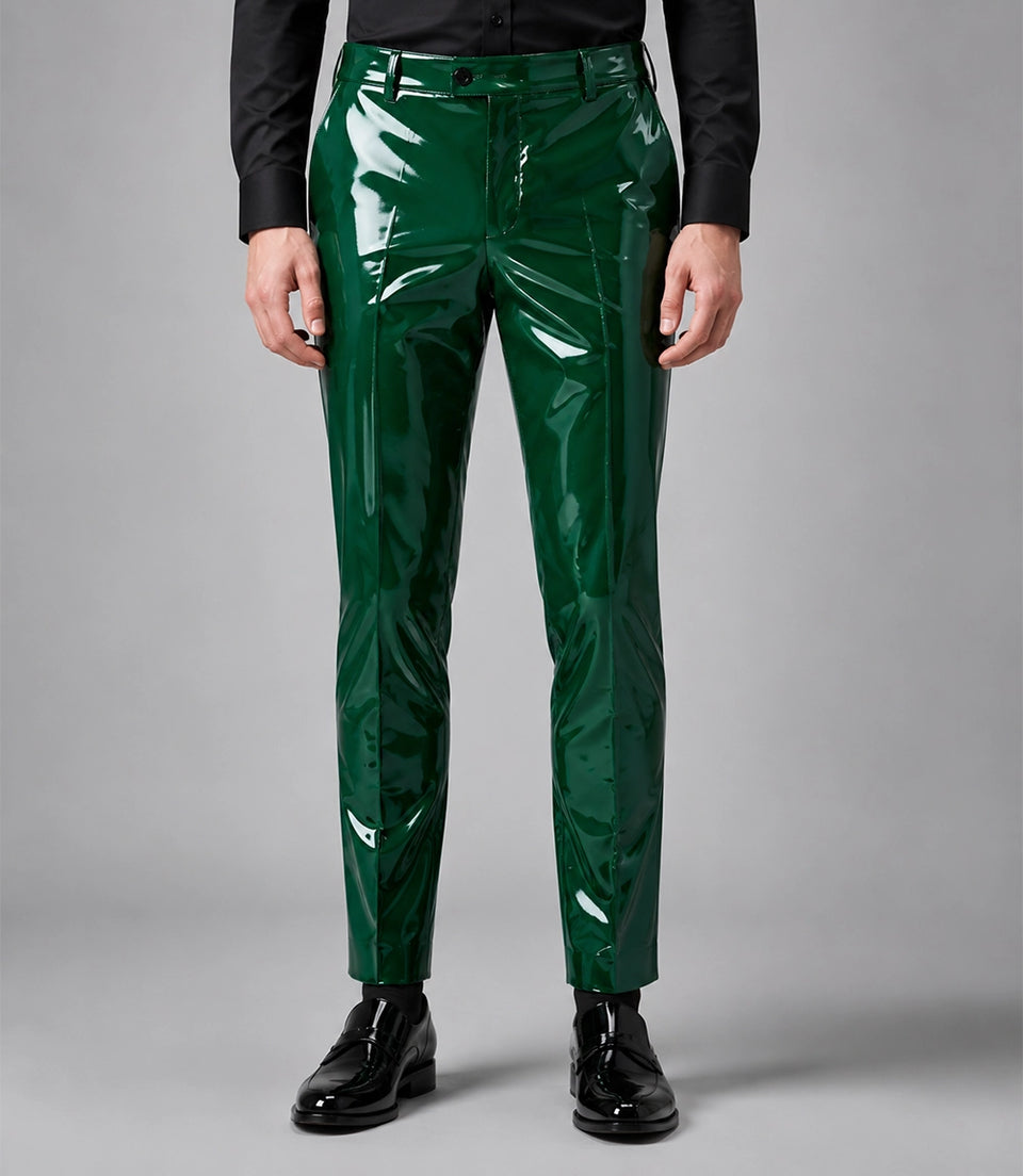 Men's Emerald Green PU Leather Suit Pant- Suit Heritage