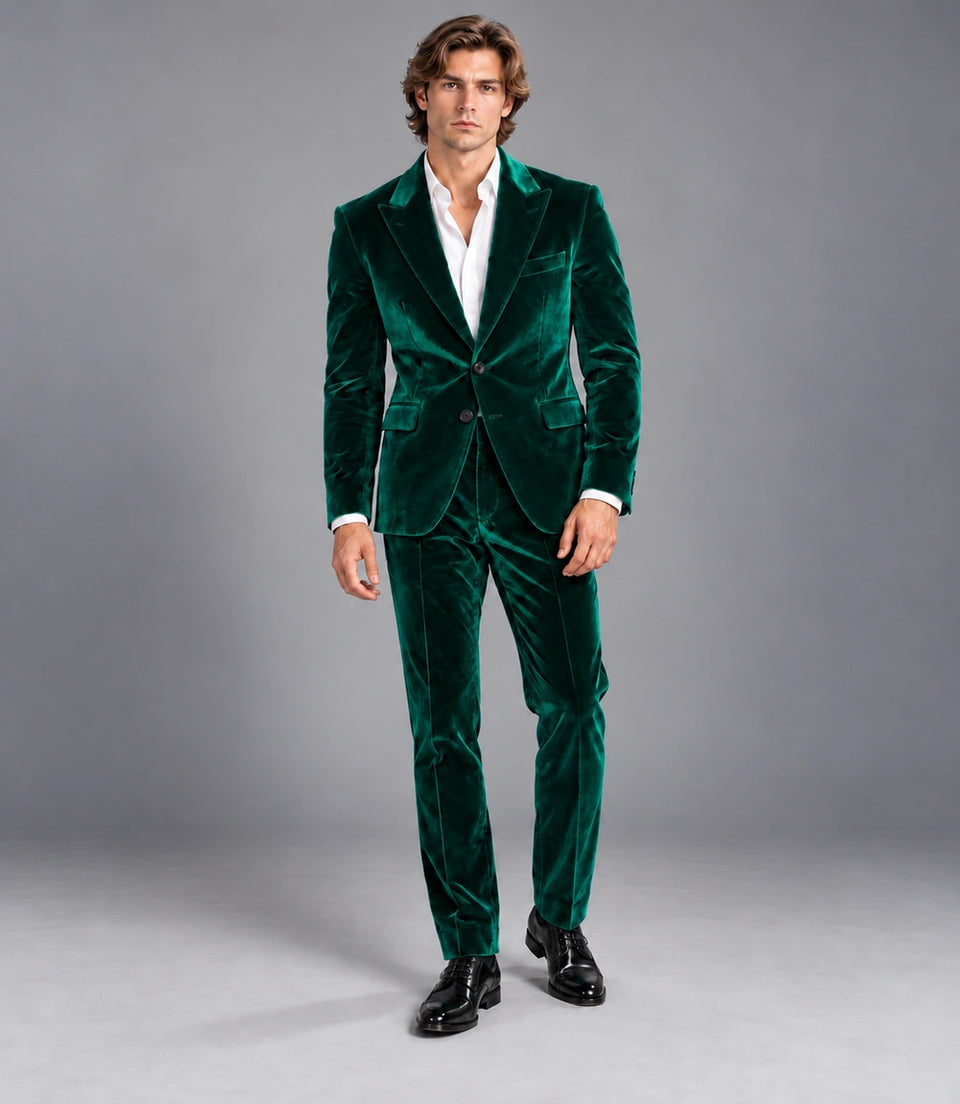 Men's Emerald Green Velvet Party Suit -  Suit Heritage