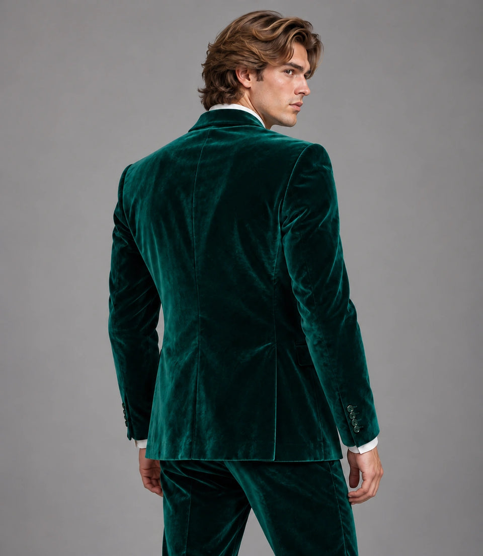Men's Emerald Green Velvet Party Suit Back  -  Suit Heritage