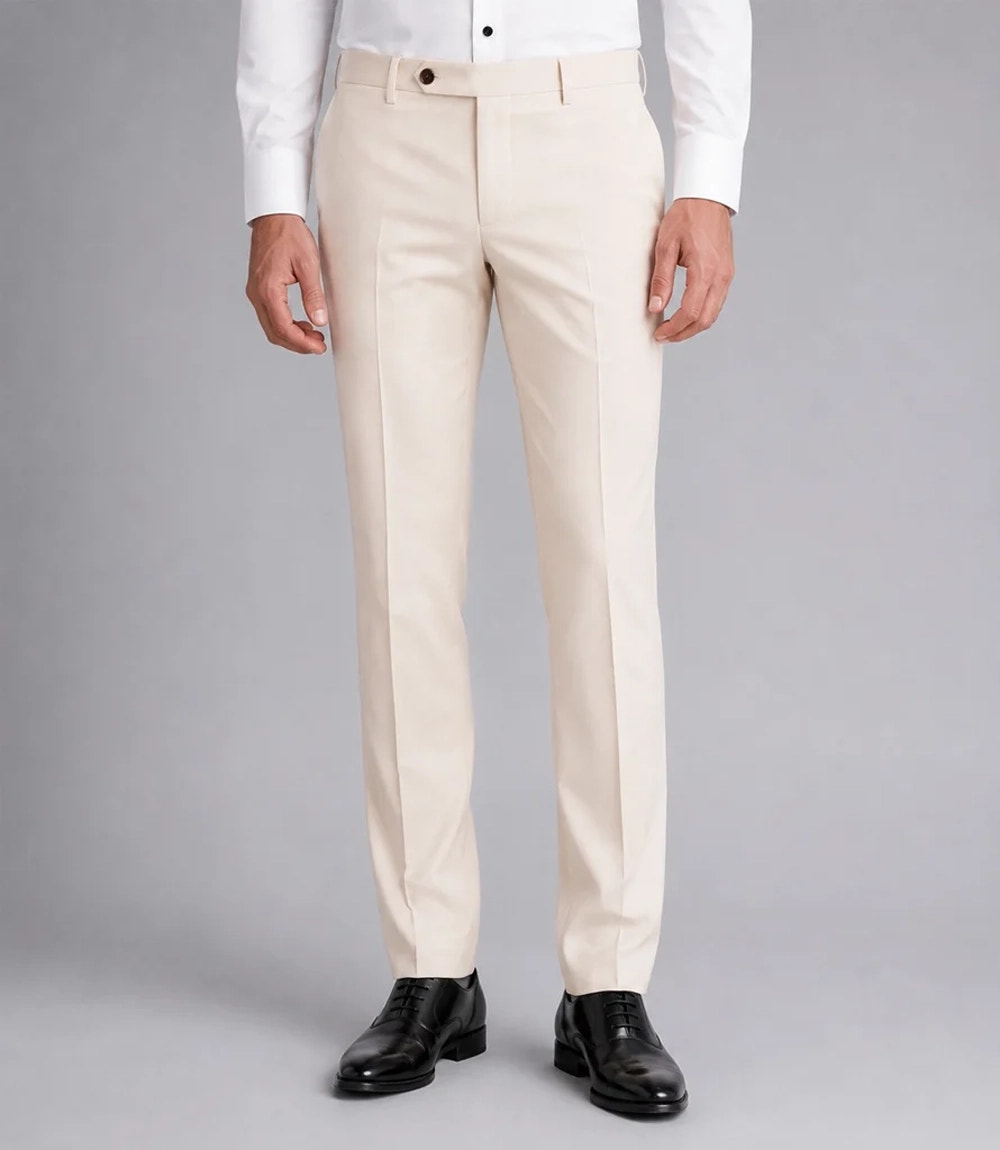 Men's Formal Beige Double Breasted Wedding Tuxedo Pant - Suit Heritage