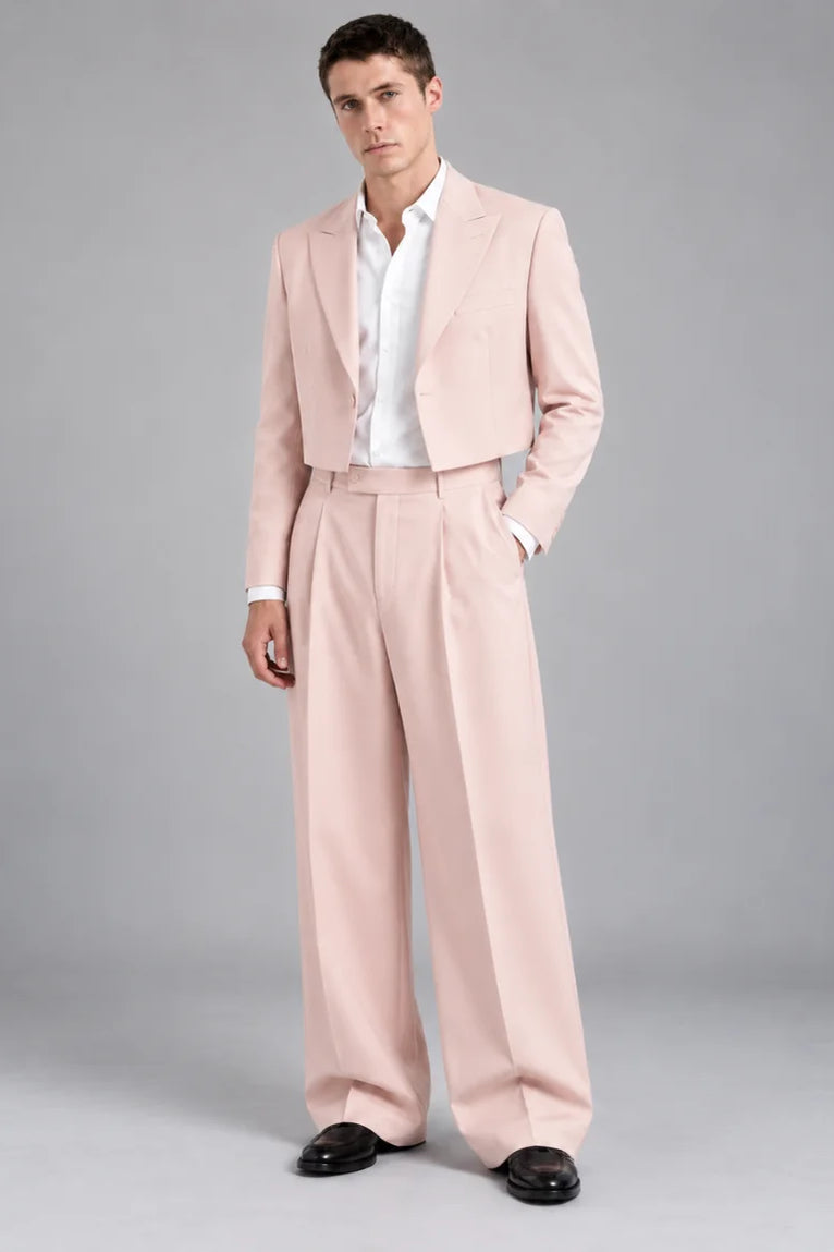 Men's Formal Crop Blush Pink Wedding Suit - Suit Heritage