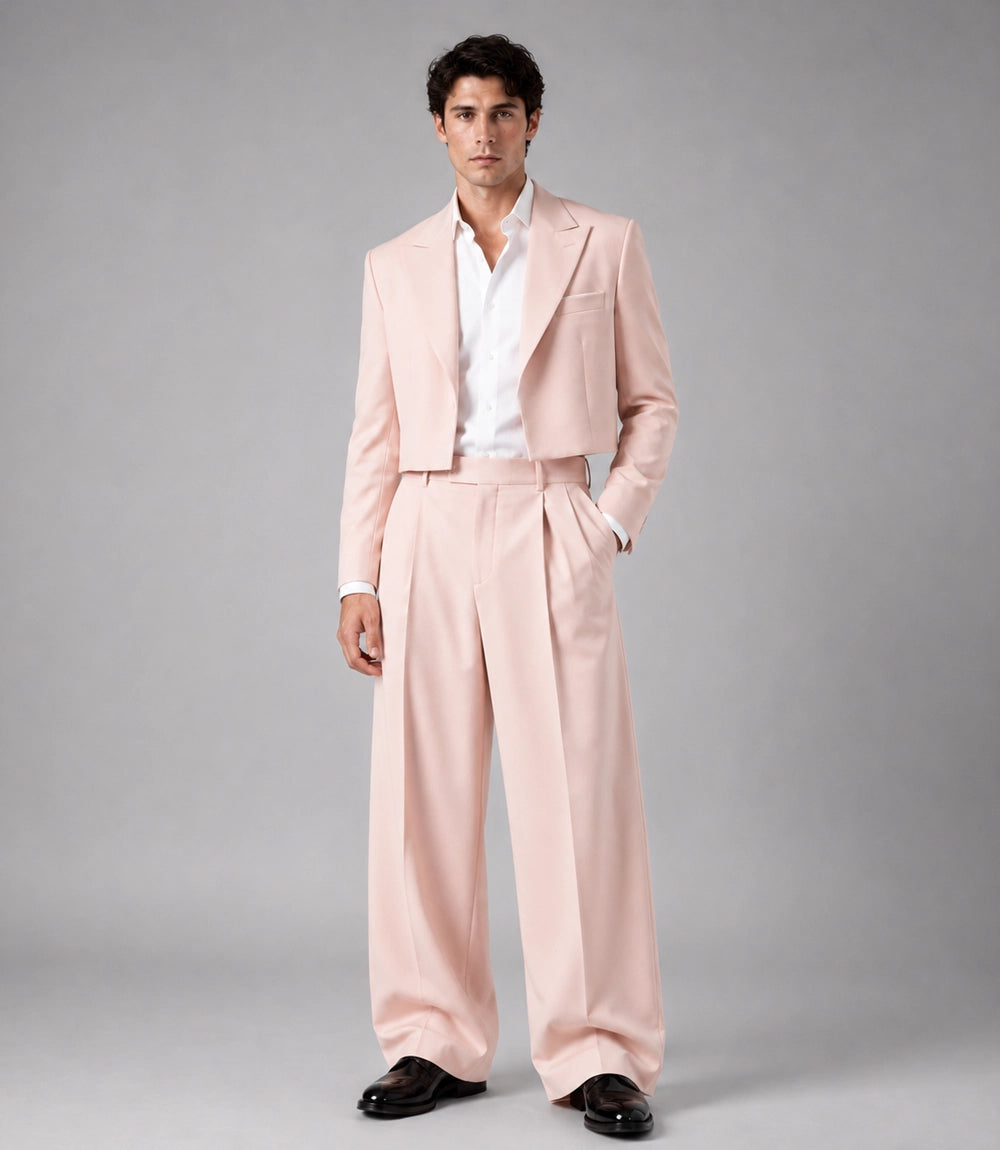 Men's Formal Crop Blush Pink Wedding Suit  - Suit Heritage