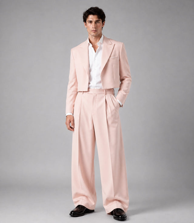 Men's Formal Crop Blush Pink Wedding Suit  - Suit Heritage