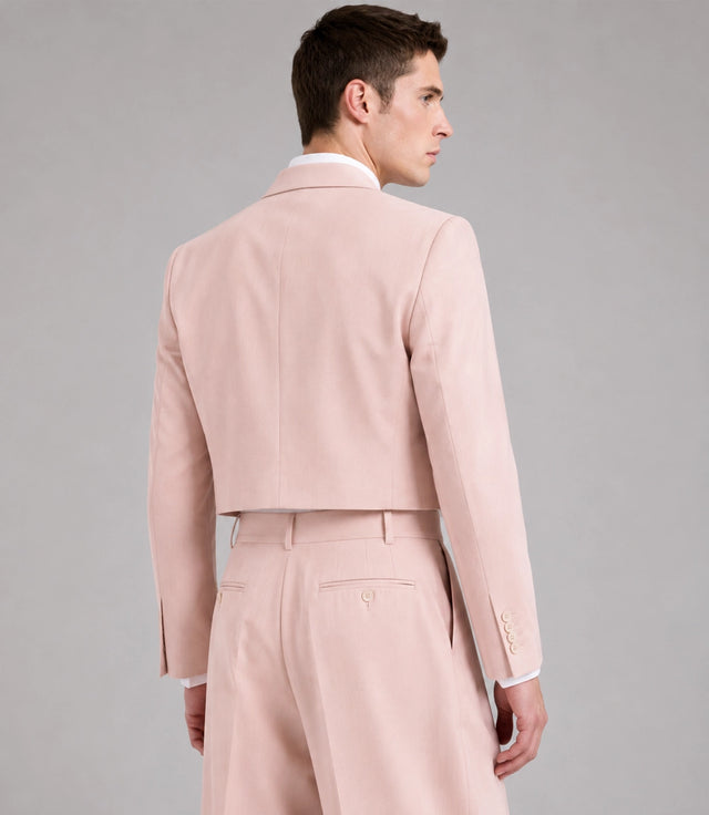 Men's Formal Crop Blush Pink Wedding Suit Back - Suit Heritage