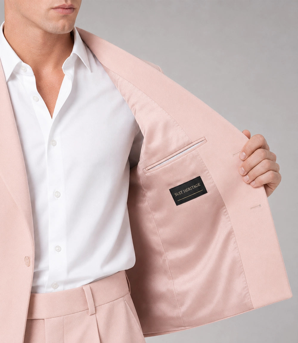 Men's Formal Crop Blush Pink Wedding Suit  Inner - Suit Heritage