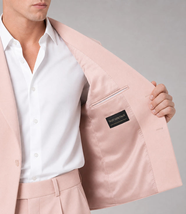 Men's Formal Crop Blush Pink Wedding Suit  Inner - Suit Heritage