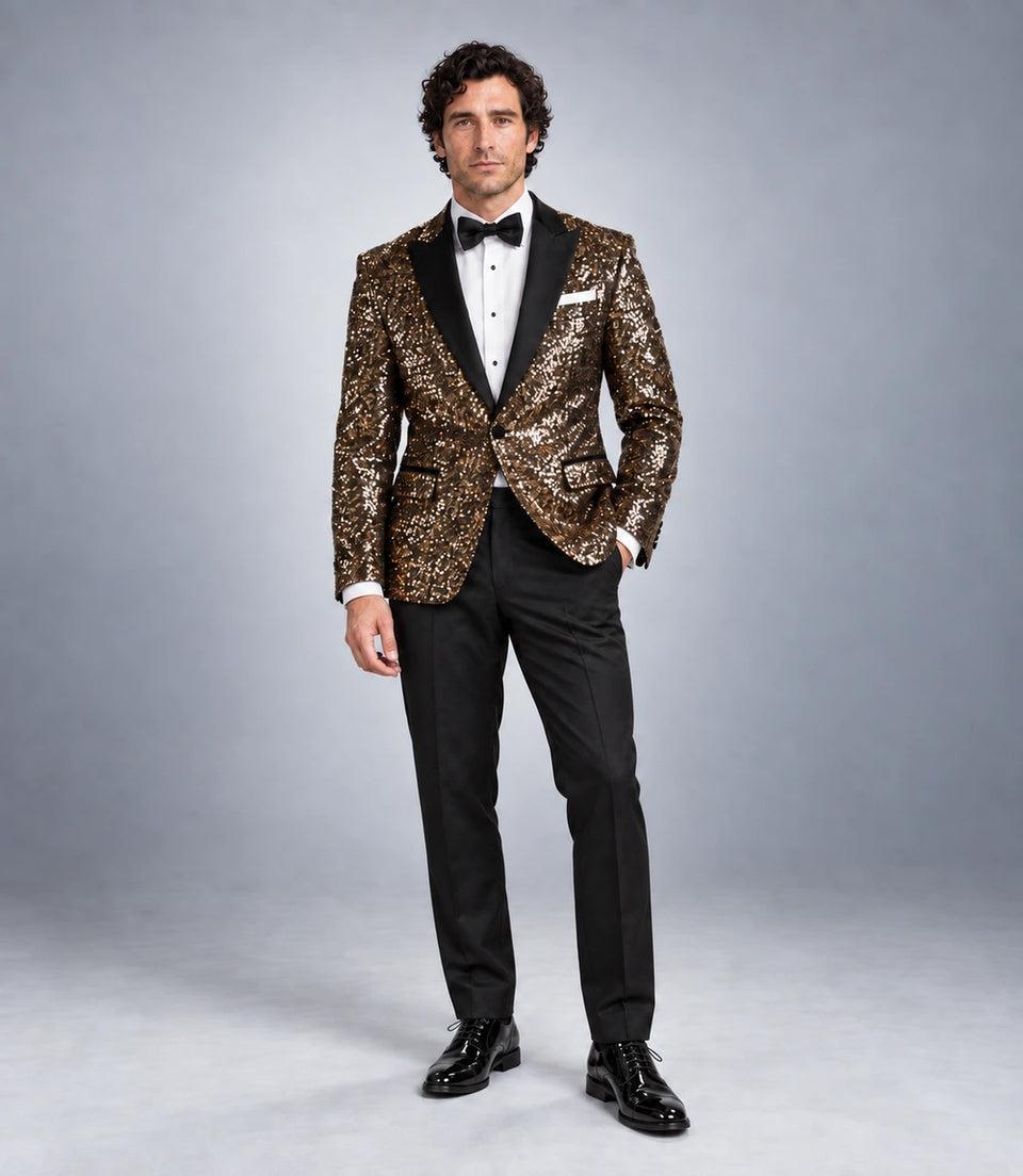 Men’s Gold Sequin Tuxedo -  Suit Heritage