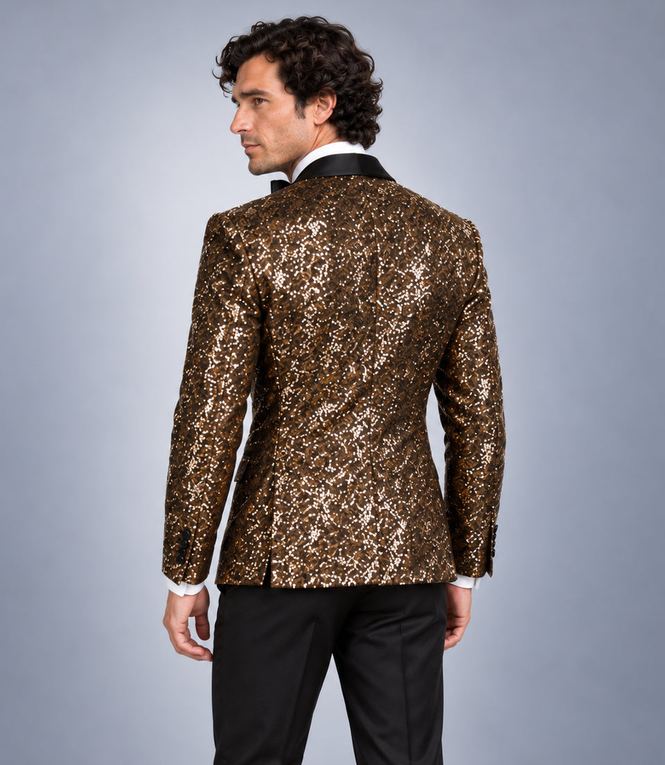 Men’s Gold Sequin Tuxedo Back  -  Suit Heritage