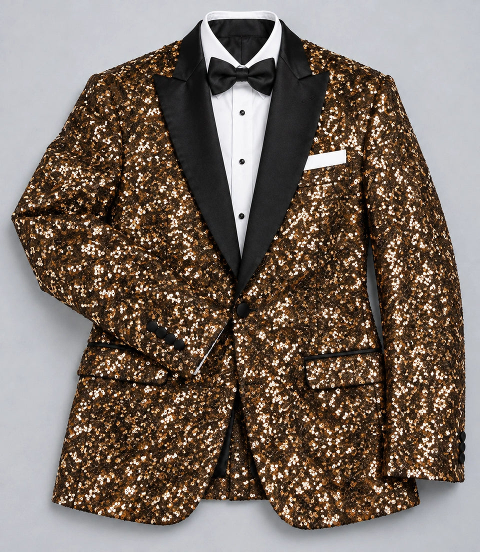 Men’s Gold Sequin Tuxedo Fabric  -  Suit Heritage